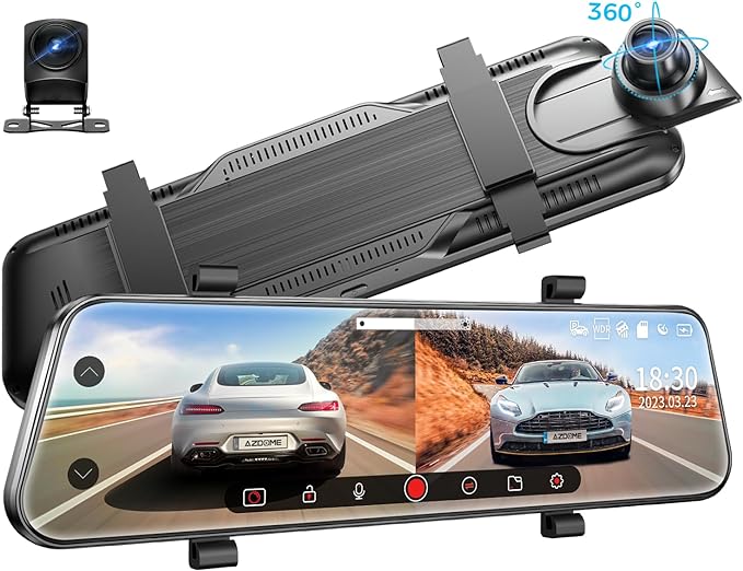 AZDOME PG02S-R 2CH Mirror Dash Cam 2.5K with 10" Touch Screen Parking Assistance