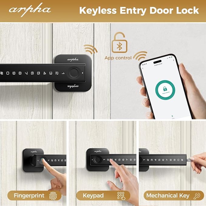 Arpha D228 Fingerprint Door Knob with App Control 5-in-1 Smart Door Knob with Lock - AZDOME Official Stores