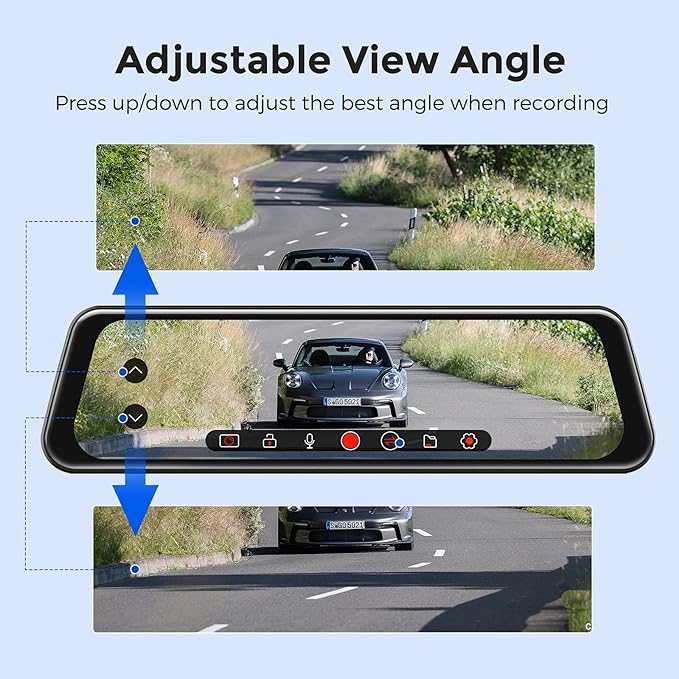 AZDOME PG02S-R 2CH Mirror Dash Cam 2.5K with 10" Touch Screen Parking Assistance