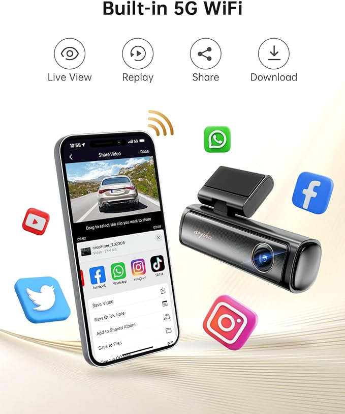 Arpha B25 2CH Dash Cam 5K with ADAS Smart Voice Control 24H Parking Mode - AZDOME Official Stores