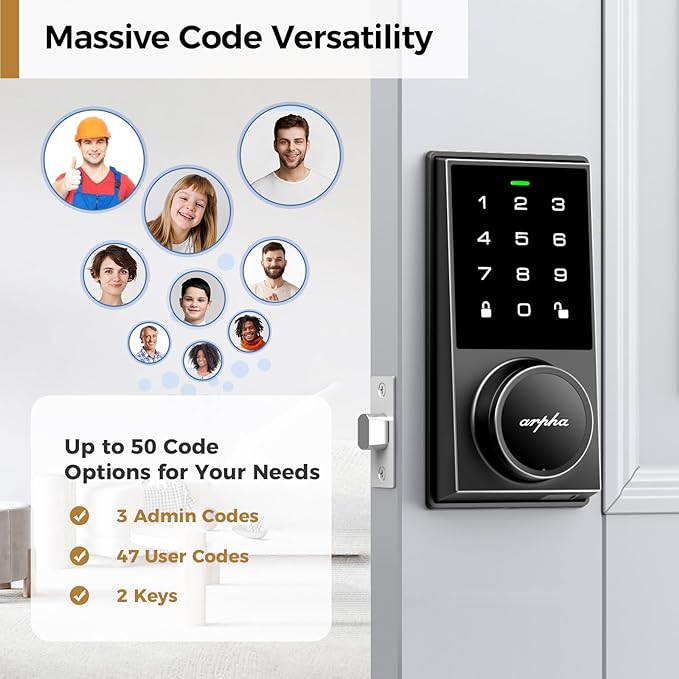 Arpha AL301 Electronic Keypad Deadbolt Lock Easy to Install - AZDOME Official Stores