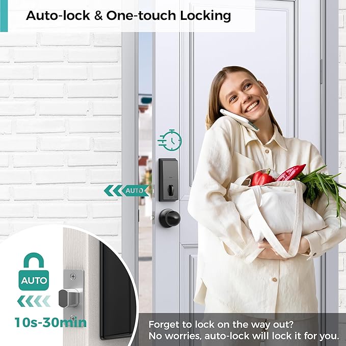 Arpha AL301K Electronic Keypad Deadbolt Lock with Handle Set 5-in-1 Electronic Touchscreen Keypad Door Lock - AZDOME Official Stores