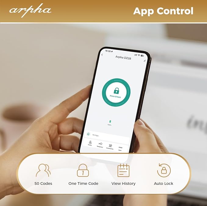 Arpha D228 Fingerprint Door Knob with App Control 5-in-1 Smart Door Knob with Lock - AZDOME Official Stores