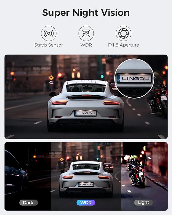 LINGDU AM100 3CH Dash Cam 4K with Voice Control 24H Parking Mode - AZDOME Official Stores