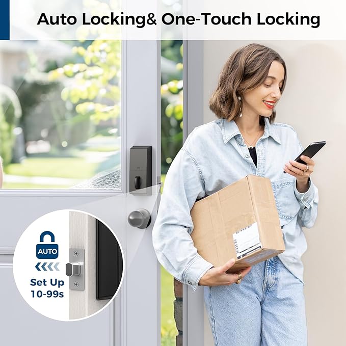 Arpha D601K Electronic Keypad Deadbolt Lock with Handle Set 6-in-1 Fingerprint Door Lock - AZDOME Official Stores