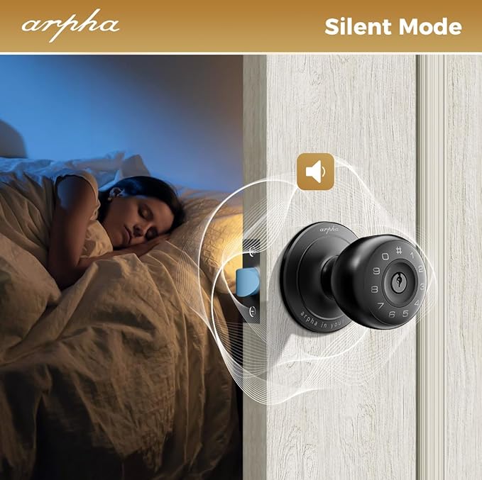 Arpha D260 Smart Fingerprint Door Knob Keyless Entry Door Lock with App Control - AZDOME Official Stores