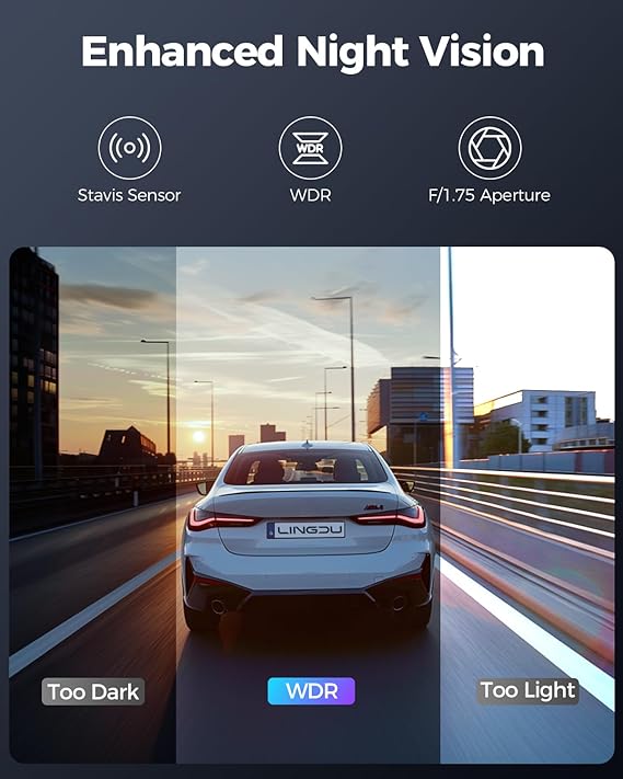 LINGDU LD08 3CH Dash Cam 5K with 128GB eMMC ADAS Voice Control 24H Parking Mode No Battery