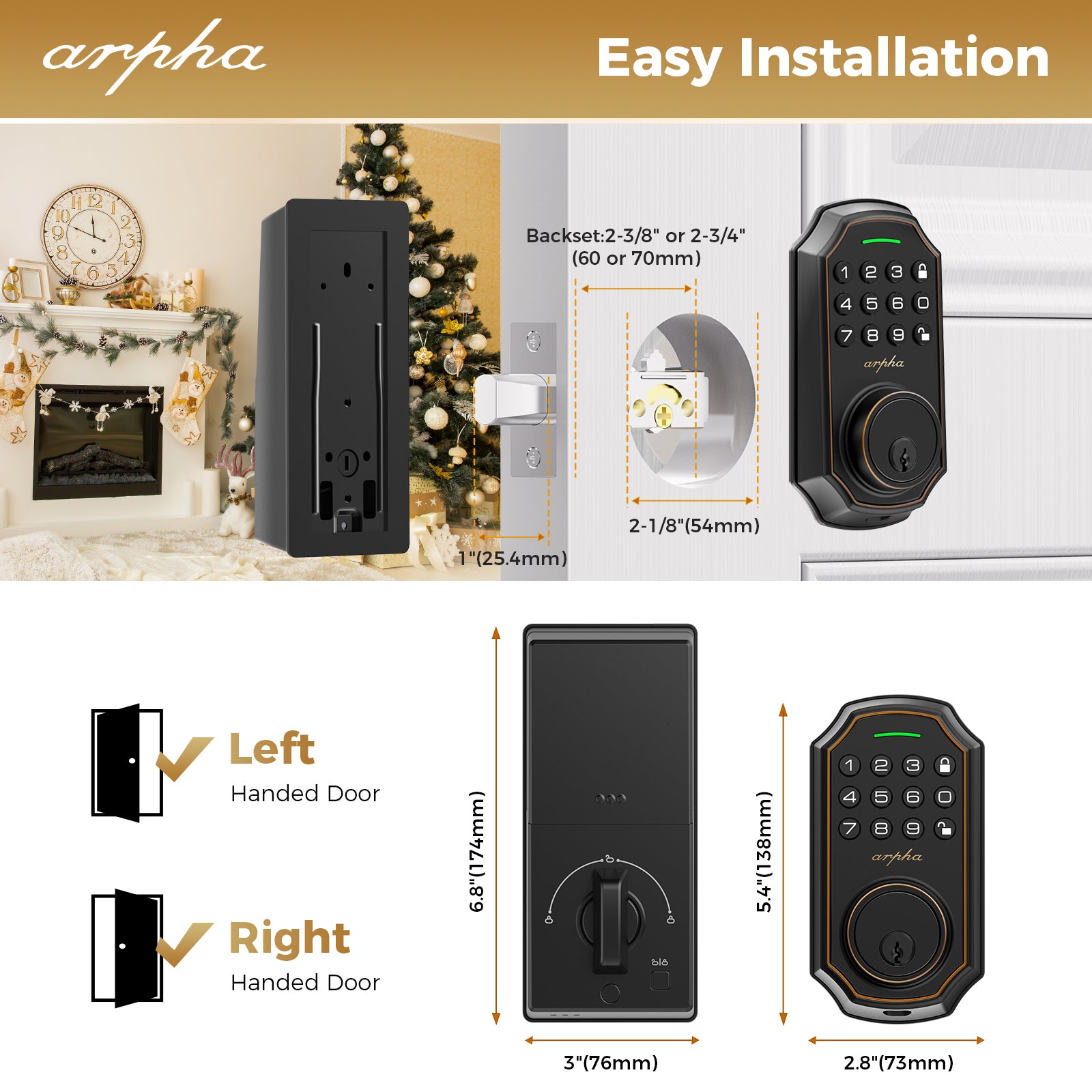 Arpha D180 Electronic Keypad Deadbolt Lock Easy to Install