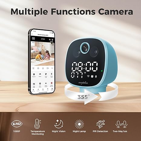 Arpha B01 Security Camera Indoor WiFi 1080P, Motion Detection 355° View, One-Touch Calling Two-Way Talk - AZDOME Official Stores