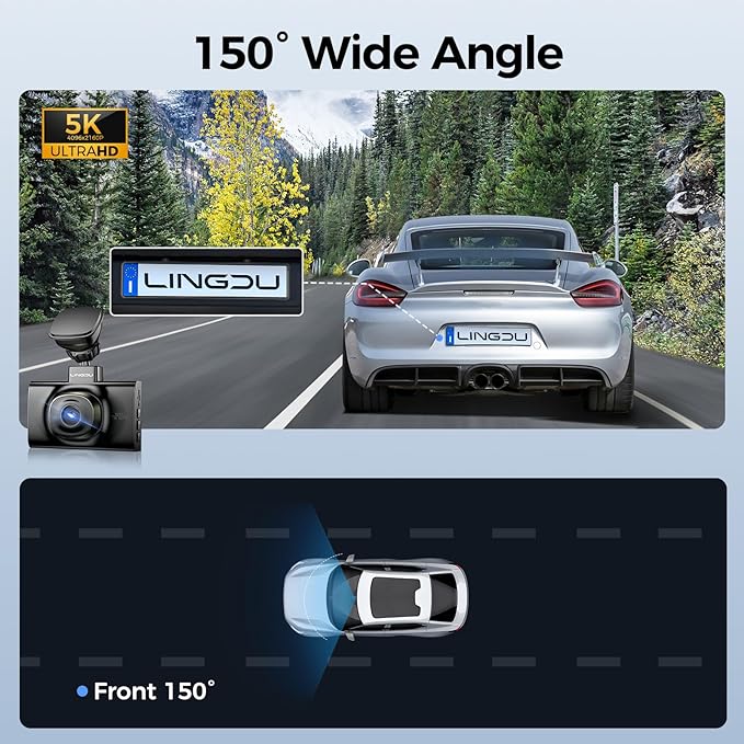 LINGDU LD02 1CH Dash Cam 5K with 3" Screen IR Night Vision 24H Parking Mode - AZDOME Official Stores