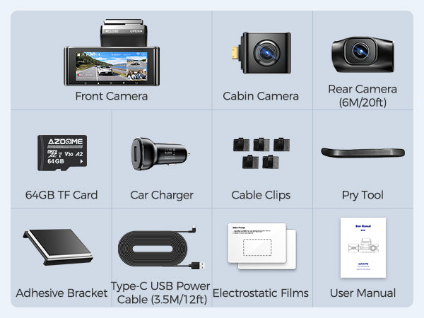 AZDOME M550 3CH Dash Cam 4K with 3.19" Screen IR Night Vision 24H Parking Mode - AZDOME Official Stores