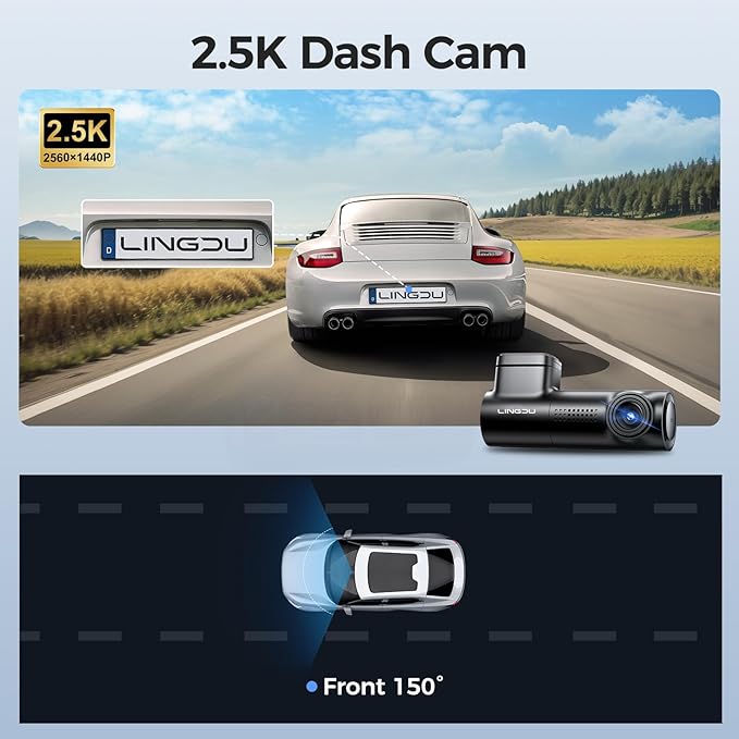 LINGDU D100 1CH Dash Cam 2.5K with 0.96" Screen Voice Control 24H Parking Mode