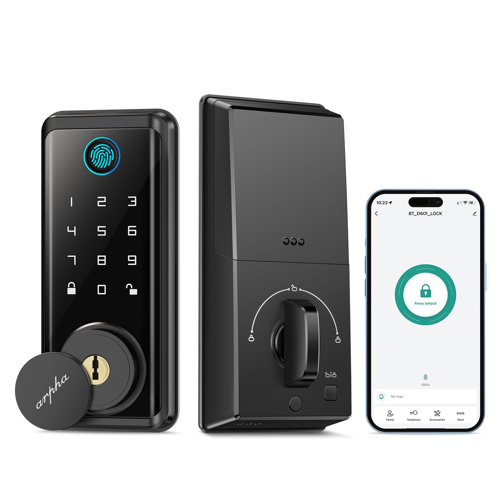 Arpha Fingerprint Door Lock with App Control, 100 Code Touchscreen