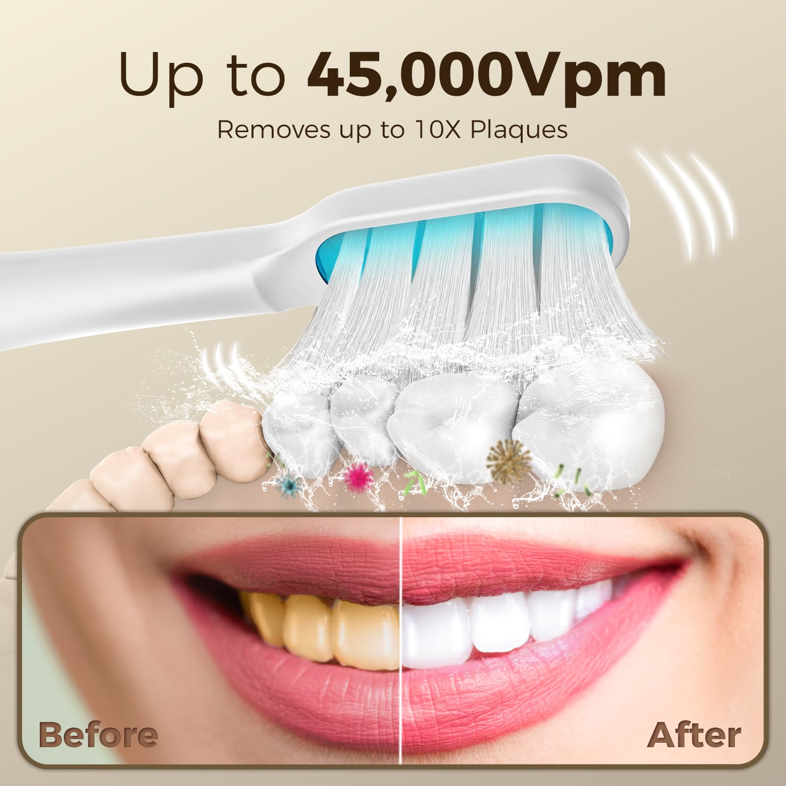 Arpha R1 Electric Toothbrush for Adults Ultrasonic Deep Clean Wireless Fast Charge 2 Brush Heads