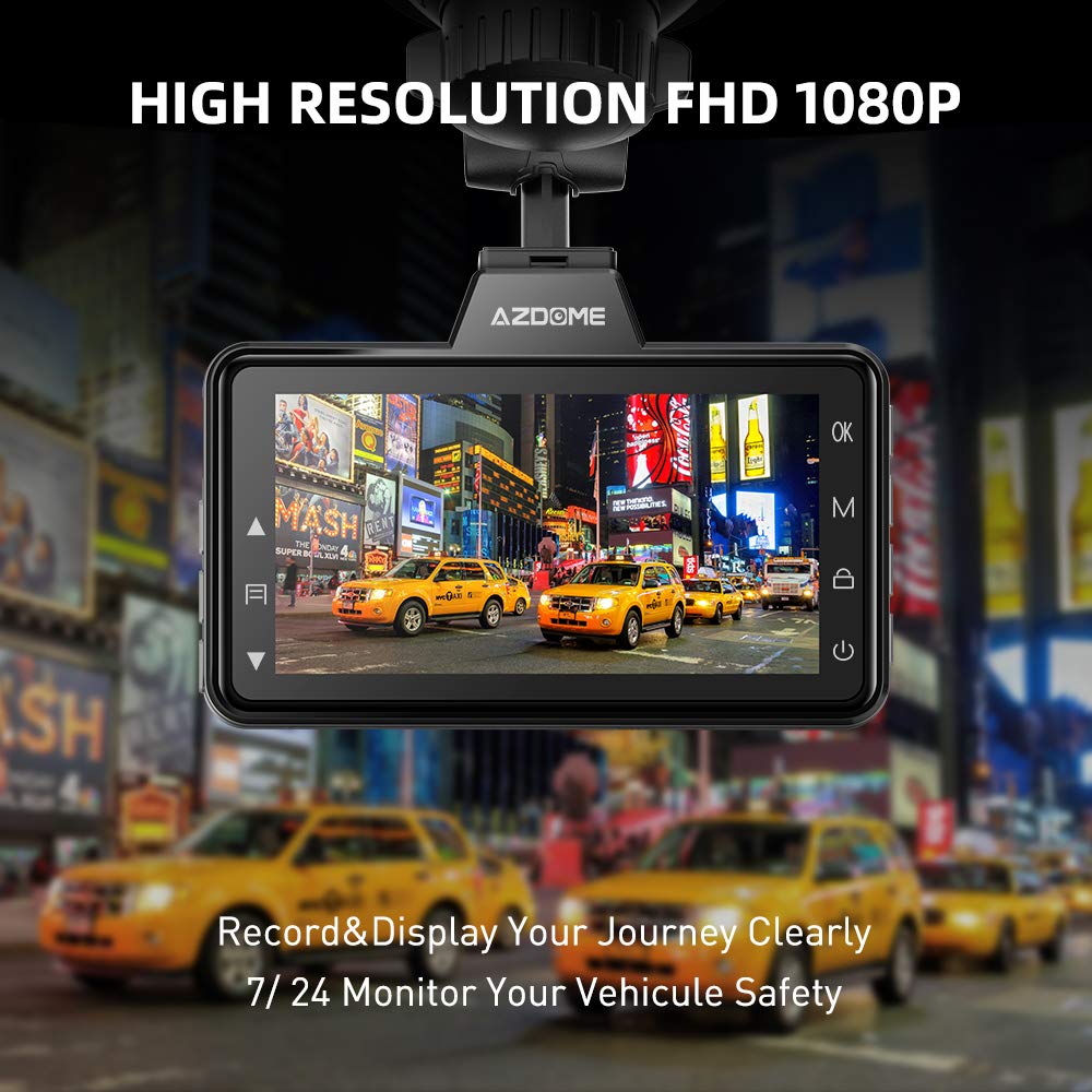 AZDOME M01 Pro 2CH Dash Cam 1080P with ADAS 3" Screen 24H Parking Mode