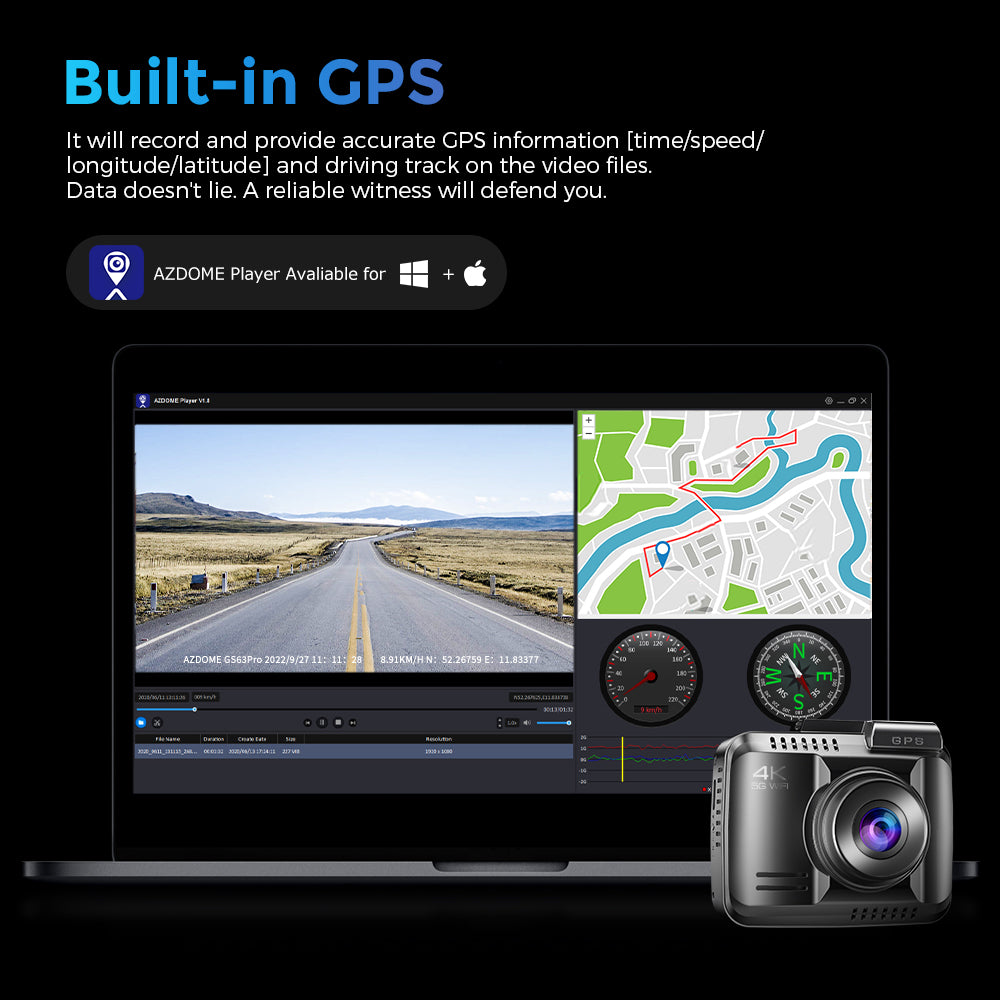 AZDOME GS63 Pro 2CH Dash Cam 4K with Super Night Vision