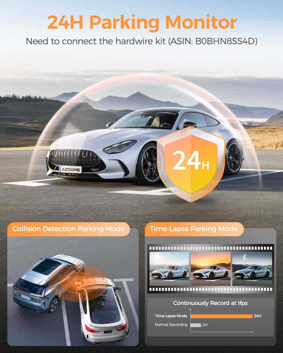 AZDOME M17 Pro Dash Cam - Voice-Activated, 3K Single Channel with 2K Front & 1K Rear Lenses, Super Night Vision, WiFi Enabled, App Control, Includes 64GB Card, Supports Up to 256G, Loop Recording & Emergency Lock