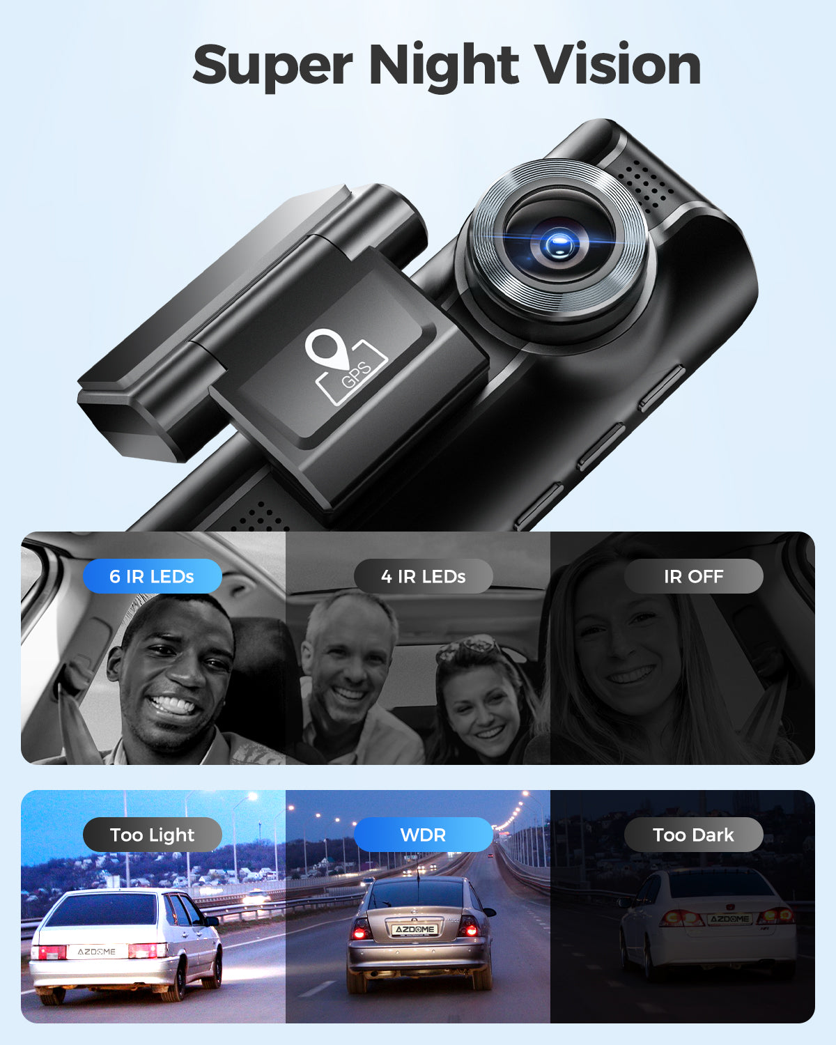 AZDOME M550 3CH Dash Cam 4K with 3.19" Screen IR Night Vision 24H Parking Mode