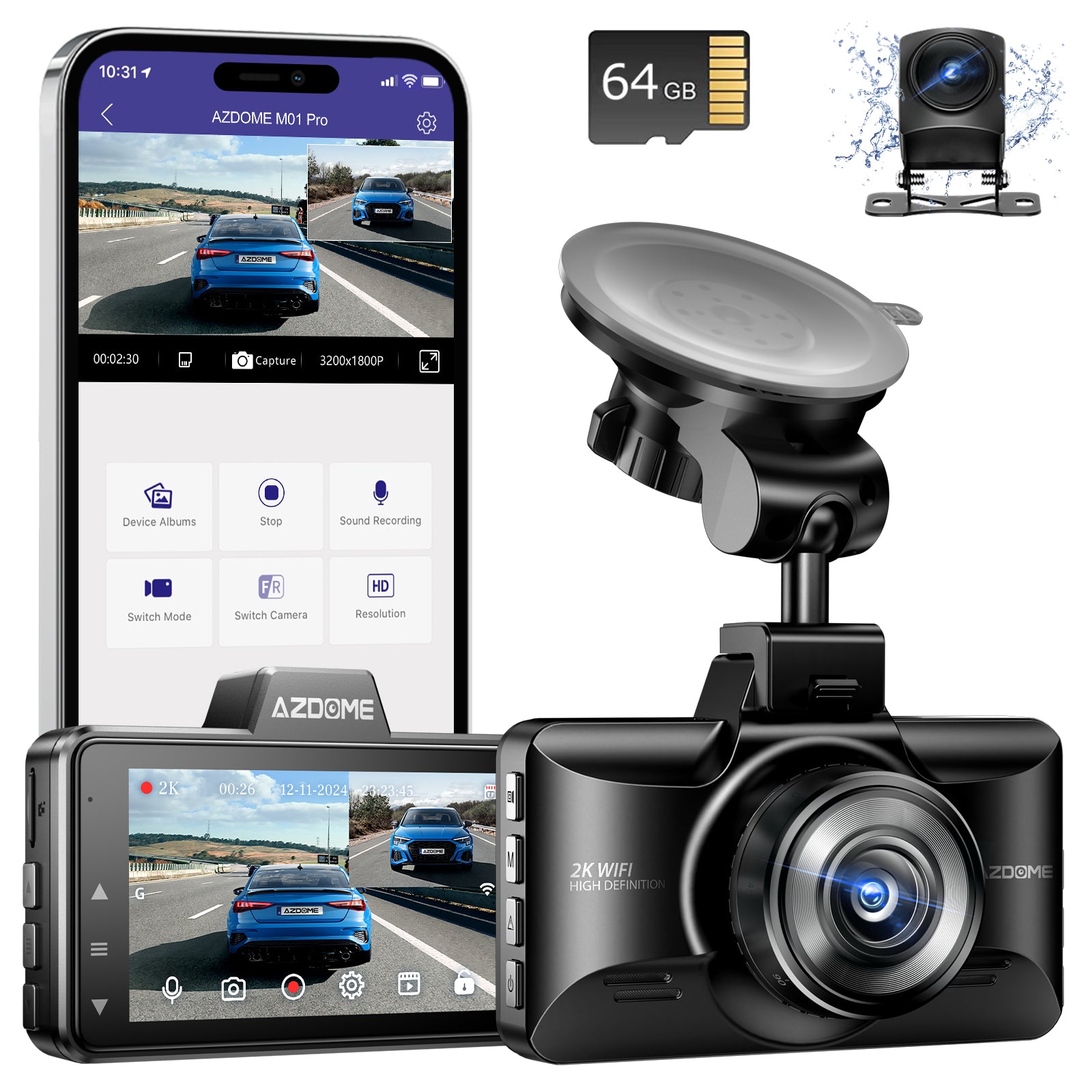 AZDOME M01 Pro WiFi Dash Cam 