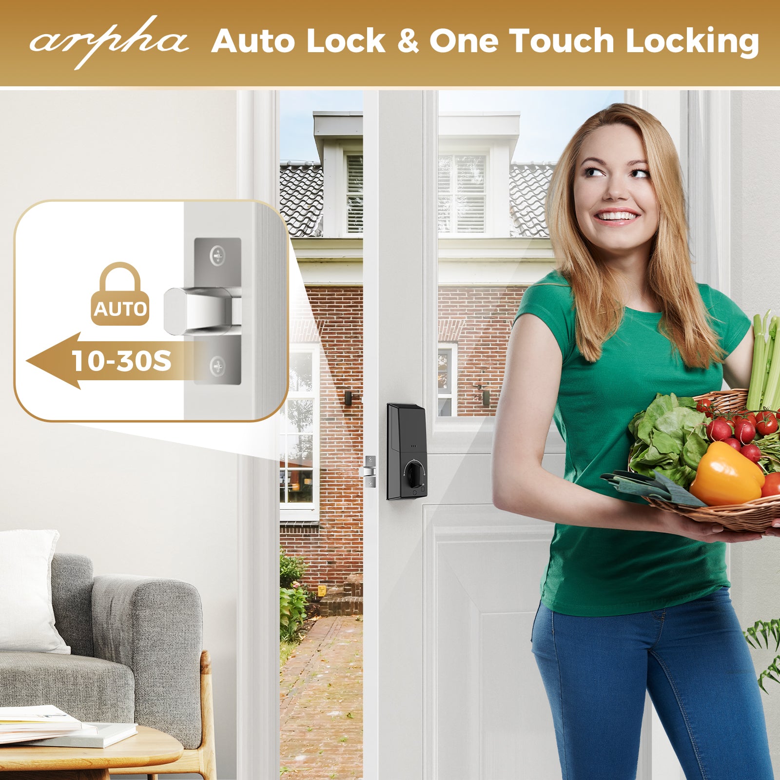 Arpha D601 Electronic Keypad Deadbolt Lock with Fingerprint Unlock APP Control