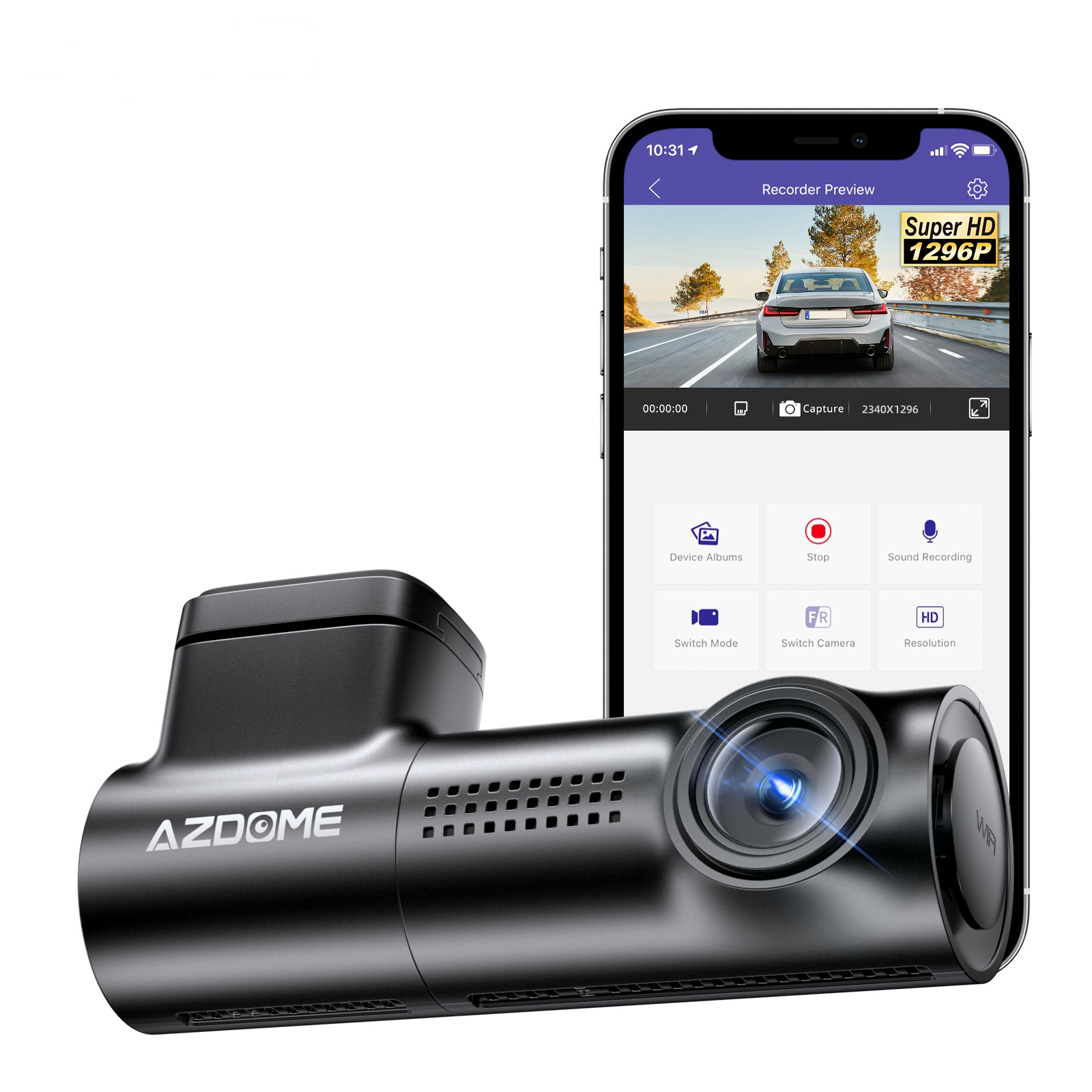 AZDOME M300 1CH Dash Cam 1296P with Voice Control 24H Parking Mode - AZDOME Official Stores