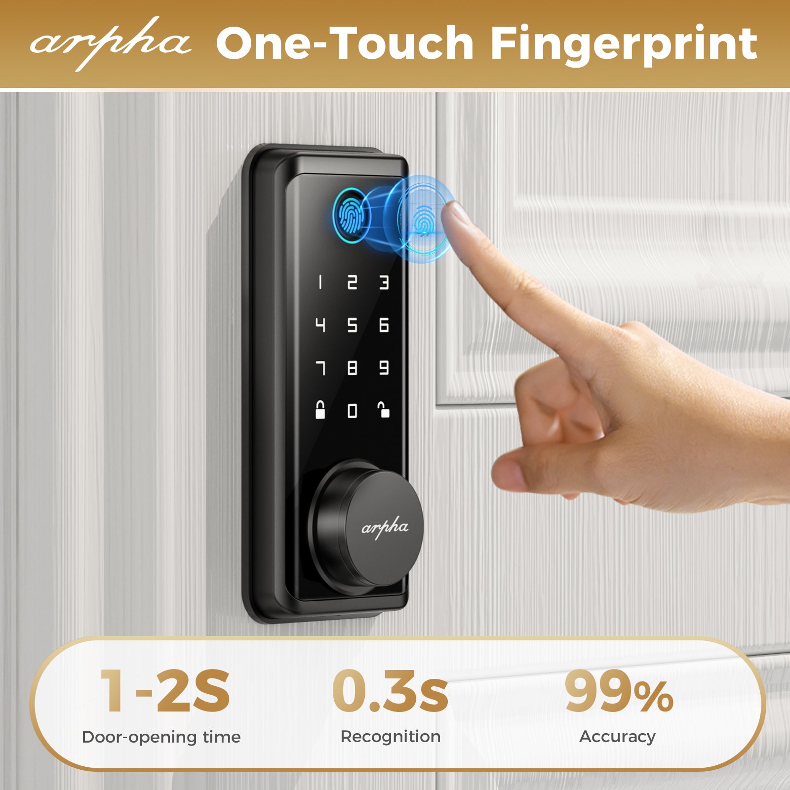 Arpha D601 Electronic Keypad Deadbolt Lock with Fingerprint Unlock APP Control - AZDOME Official Stores