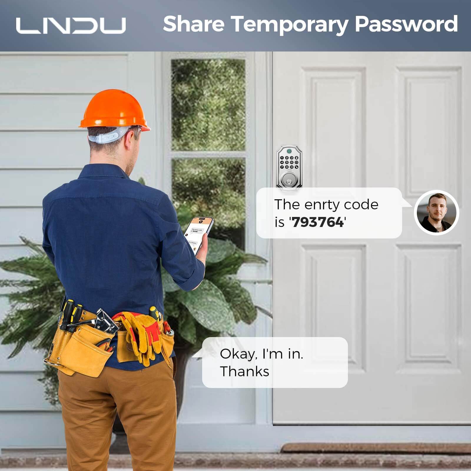 LNDU D280 Keyless Entry Door Lock with App Control Fingerprint Unlock