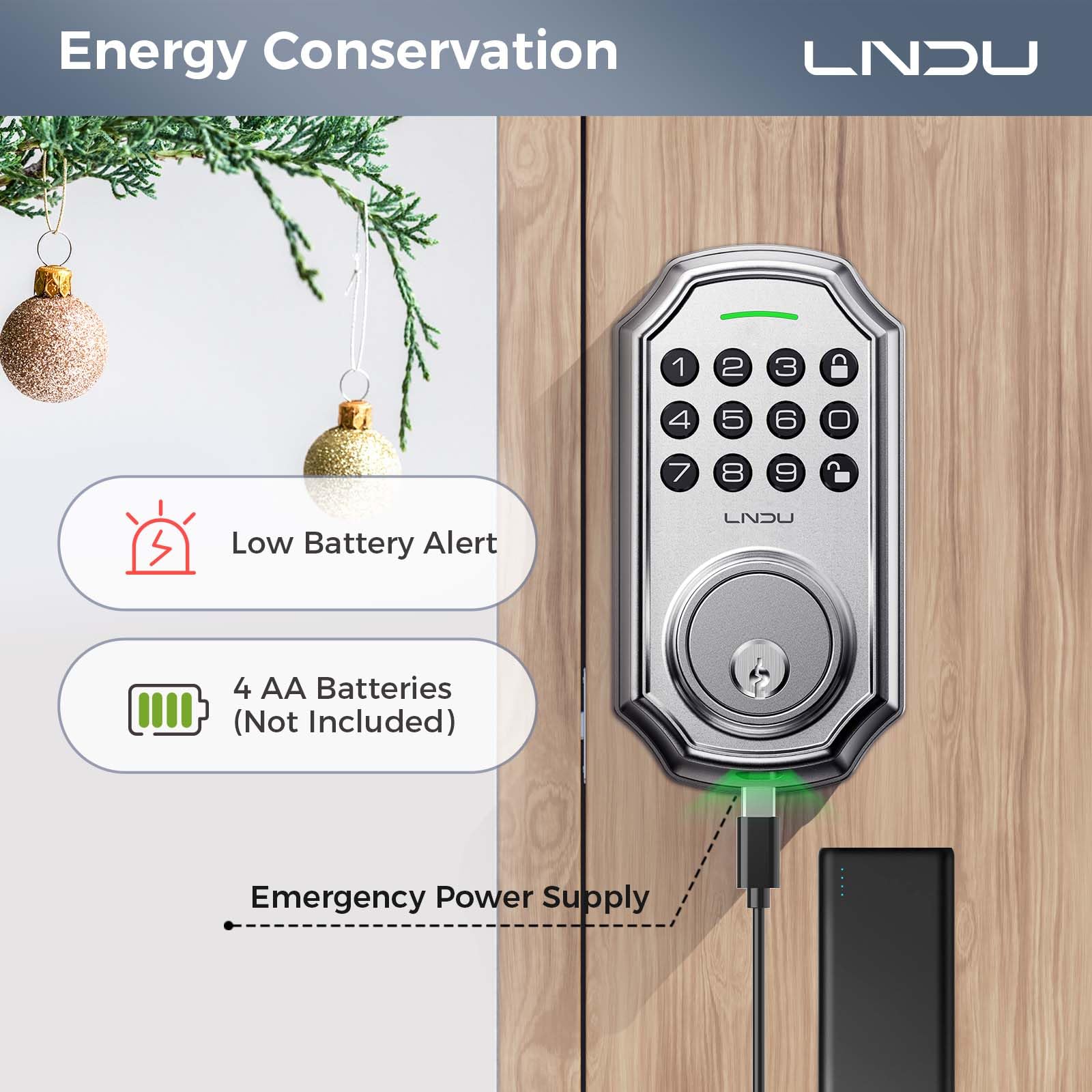 LNDU D180 Keyless Enter Deadbolt Lock Easy to Install