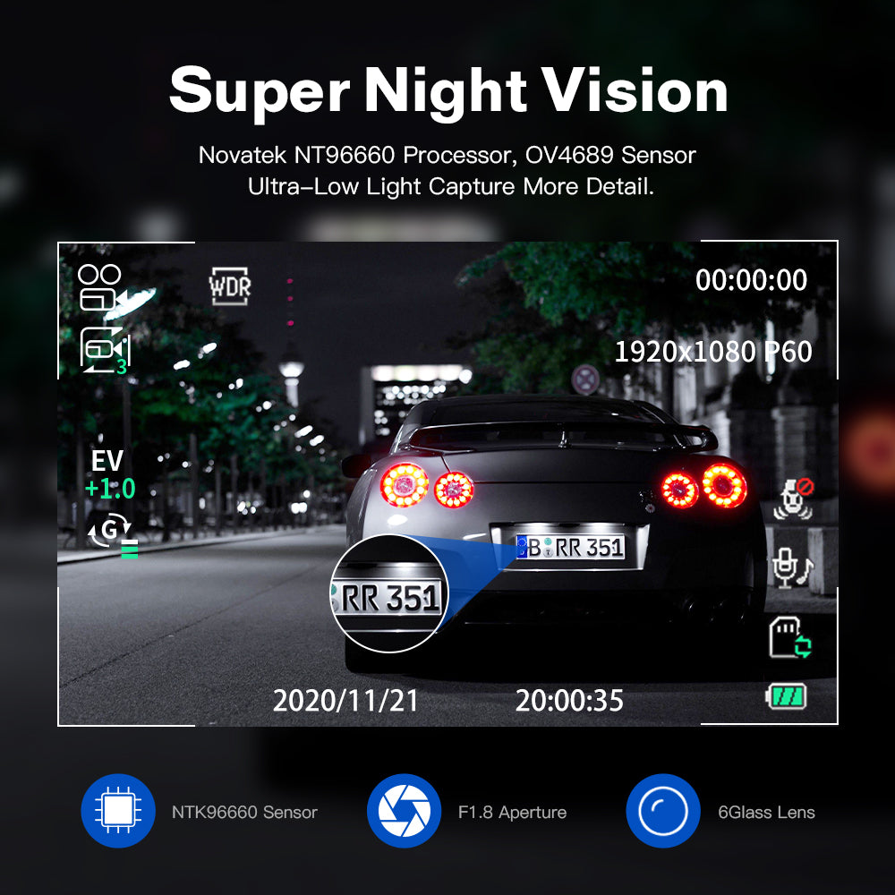 AZDOME GS63H 1CH Dash Cam 4K with Super Night Vision