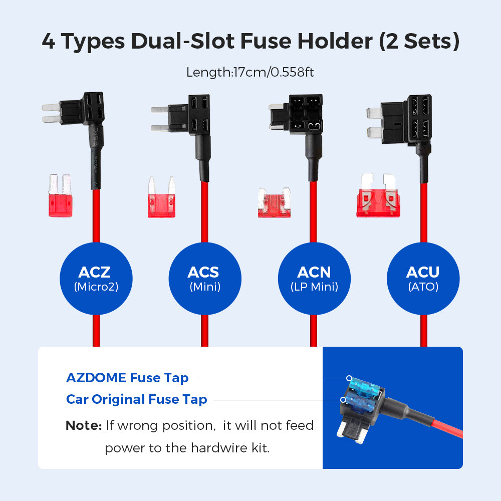 AZDOME JYX02 3-Lead ACC Hardwire Kit Mini-USB Port for M550(Pro)/M01 Pro/M17 Dash Cam